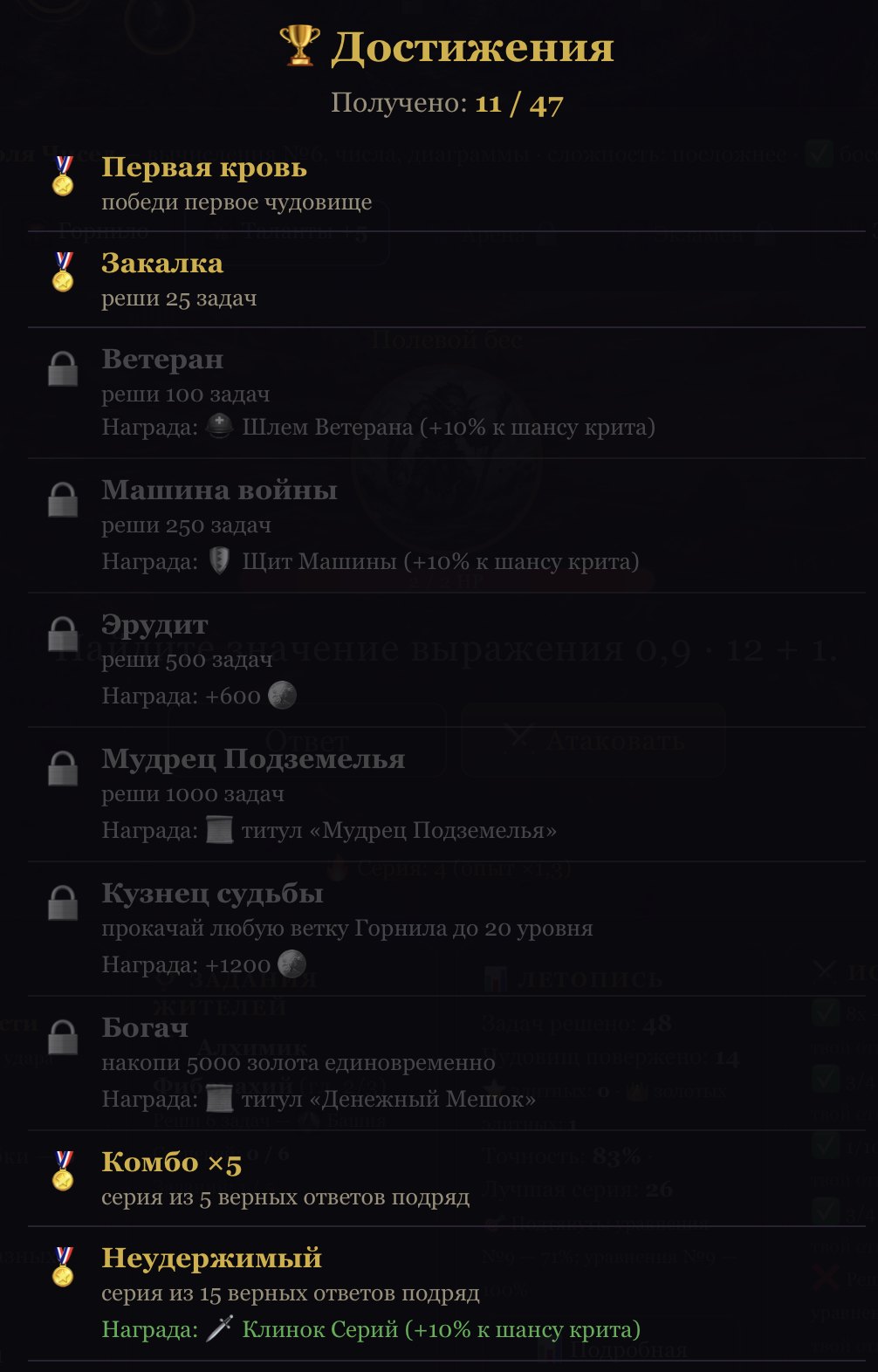 Достижения